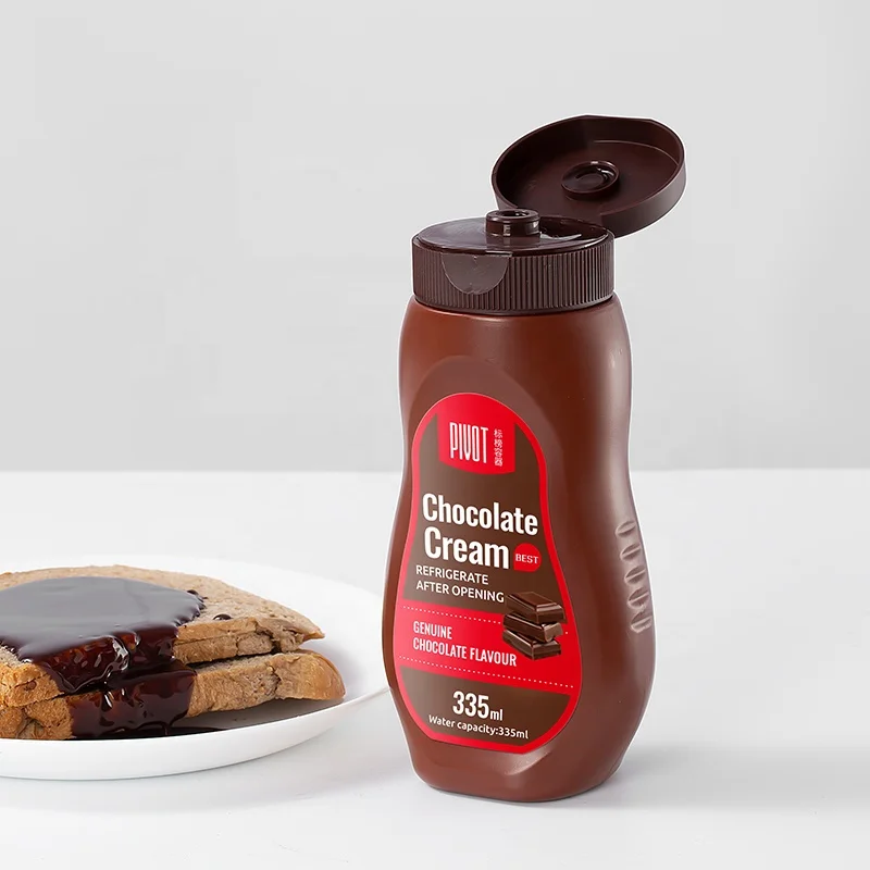 China supplier 11oz PE brown ketchup tomato sauce Plastic Squeeze Bottle for sauces