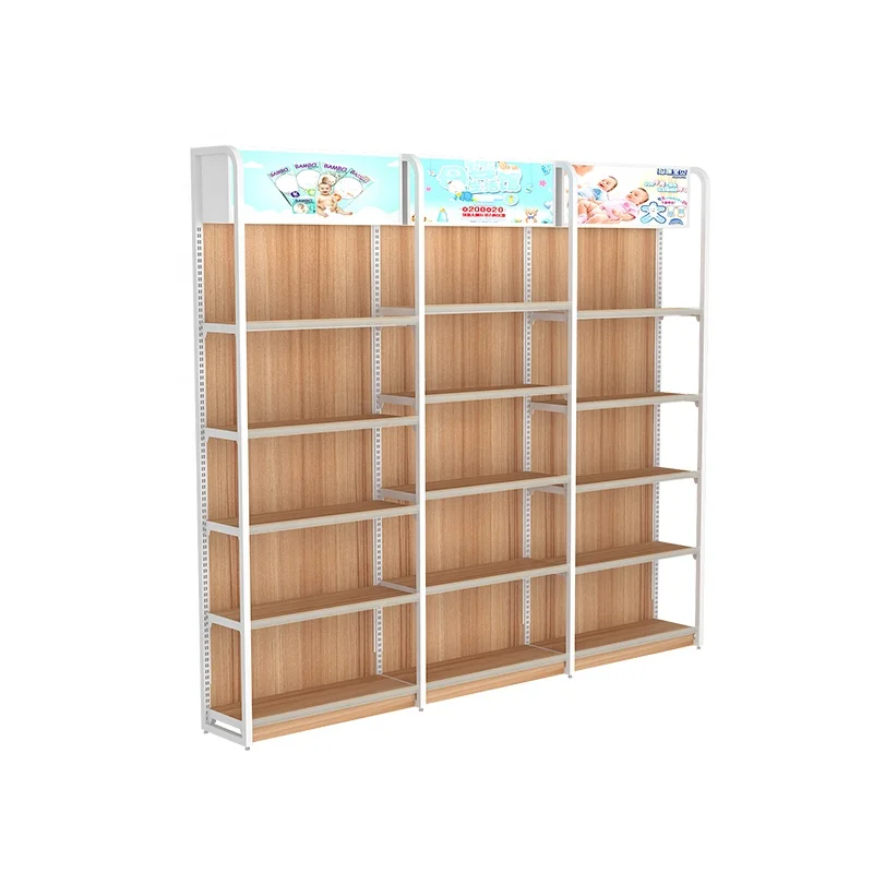 Solid wood shelf gondola shop equipment display counter retail store can be customized
