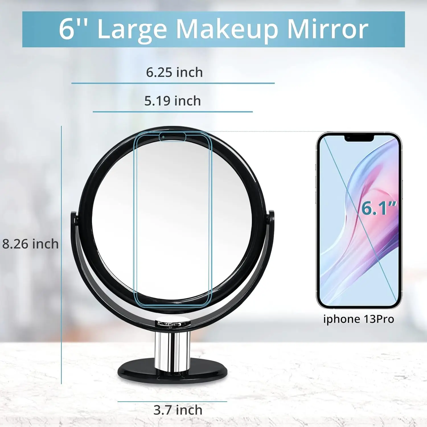 Customized Logo Portable 360 Design Double Sided Shaving Makeup Mirror Cute Beauty Mirror Trying Clothes Table Cosmetics
