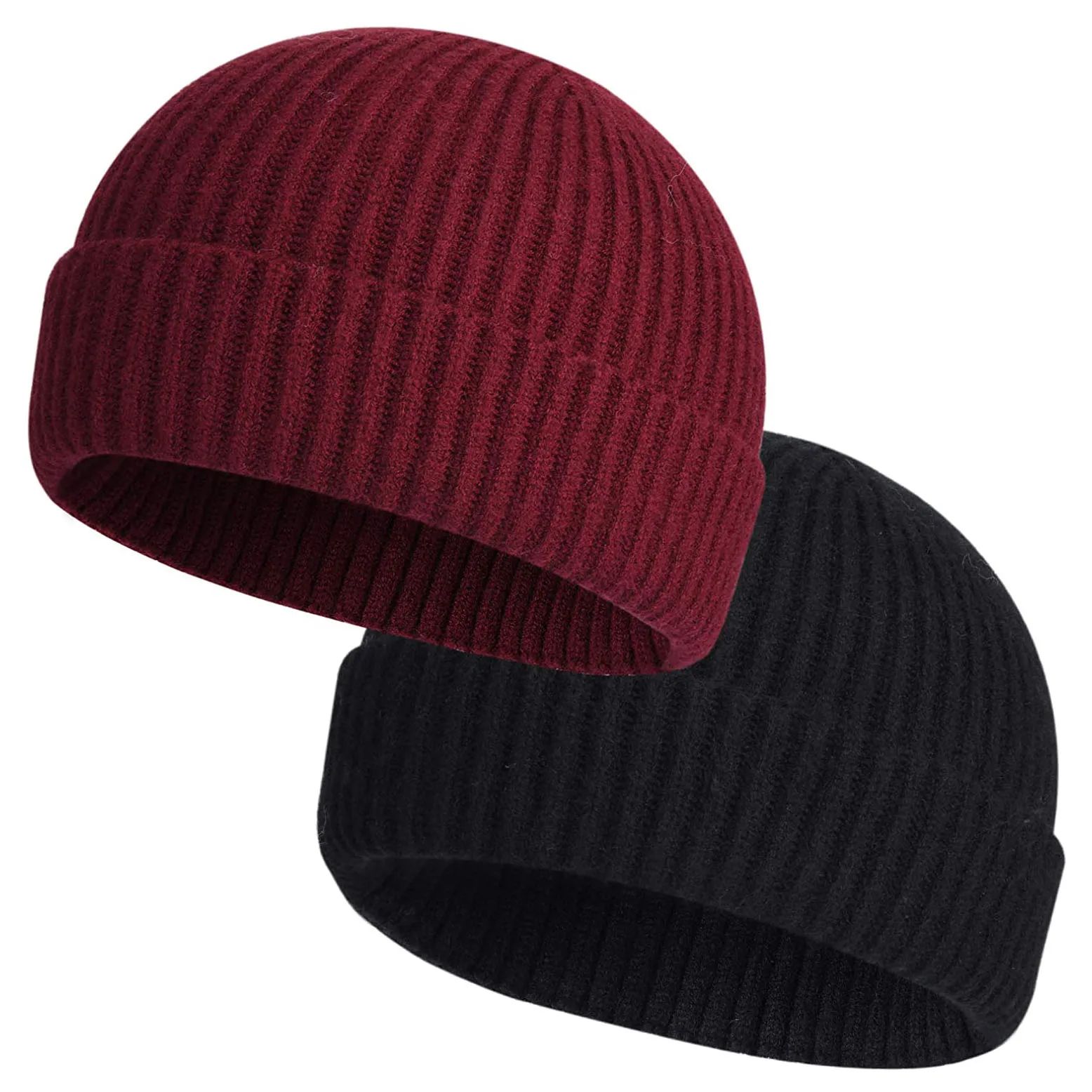 HZM-18265 Hip Hop Swag Wool Knitted Hat Rolled Cuff Winter Trawler Beanie Hat Skull Cap Fisherman Beanies