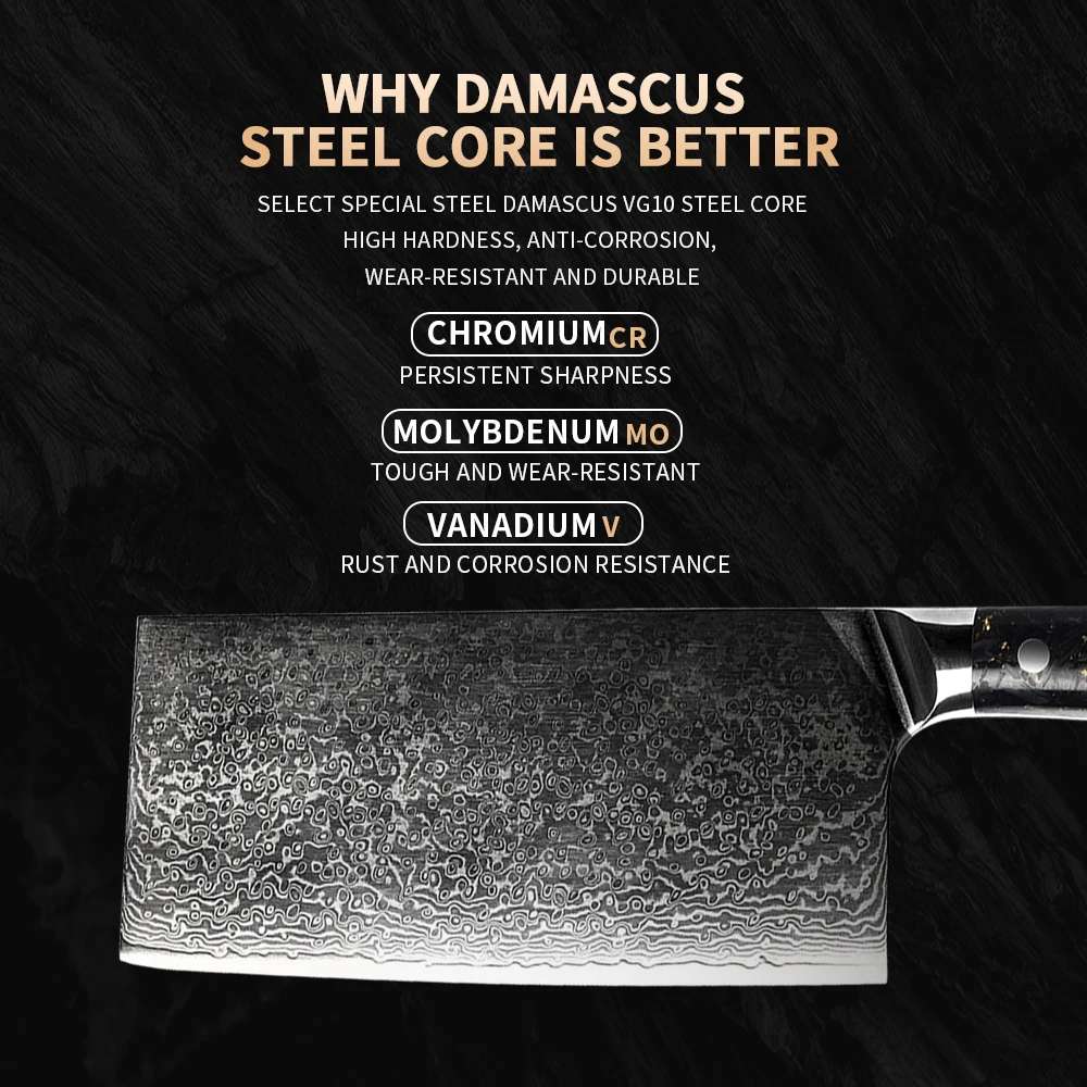 High Quality Damascus vg10 Steel Kitchen Chopping Boning Butcher Knives damascus chopper
