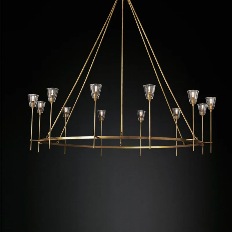 G9 Copper Glass Chandelier Light Living Room Dining Room Bedroom Hotel Villa Project Decorative Chandelier