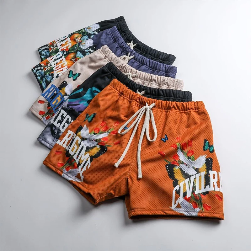 OEM Custom Logo Men Double Layer Gym Mesh Graphic Sweat Gym Mesh Fashion Sublimation Powerlifting Shorts