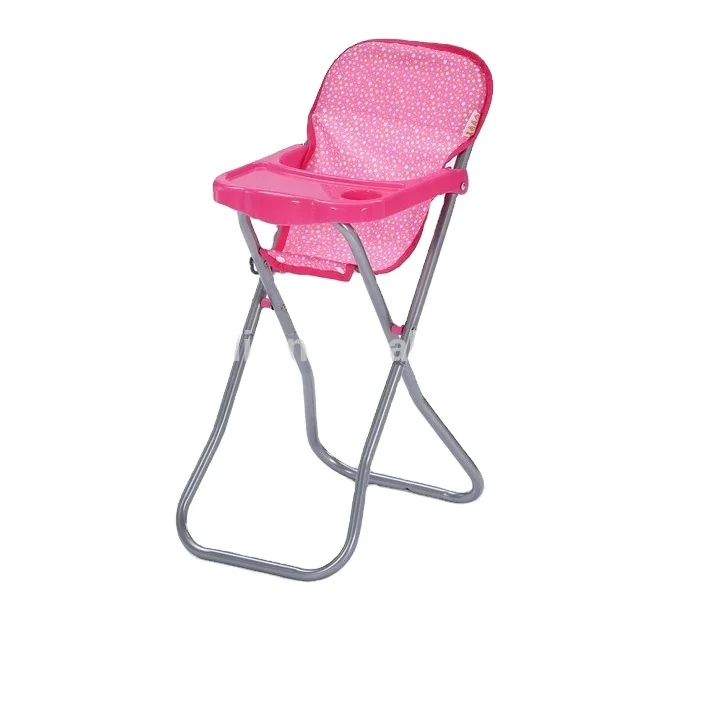 Hot Sales Lovely Doll High Chair Toy Doll Accessories Nursery Dinner Dollhouse Pink High Stool Chair Assemble Furniture