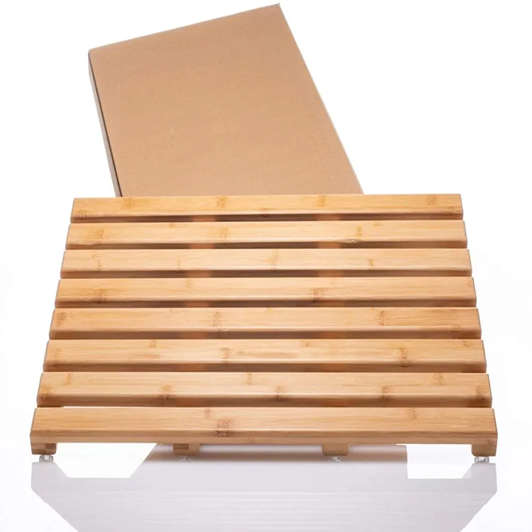 Wooden non slip bathroom mat custom size sign bathroom shower mat