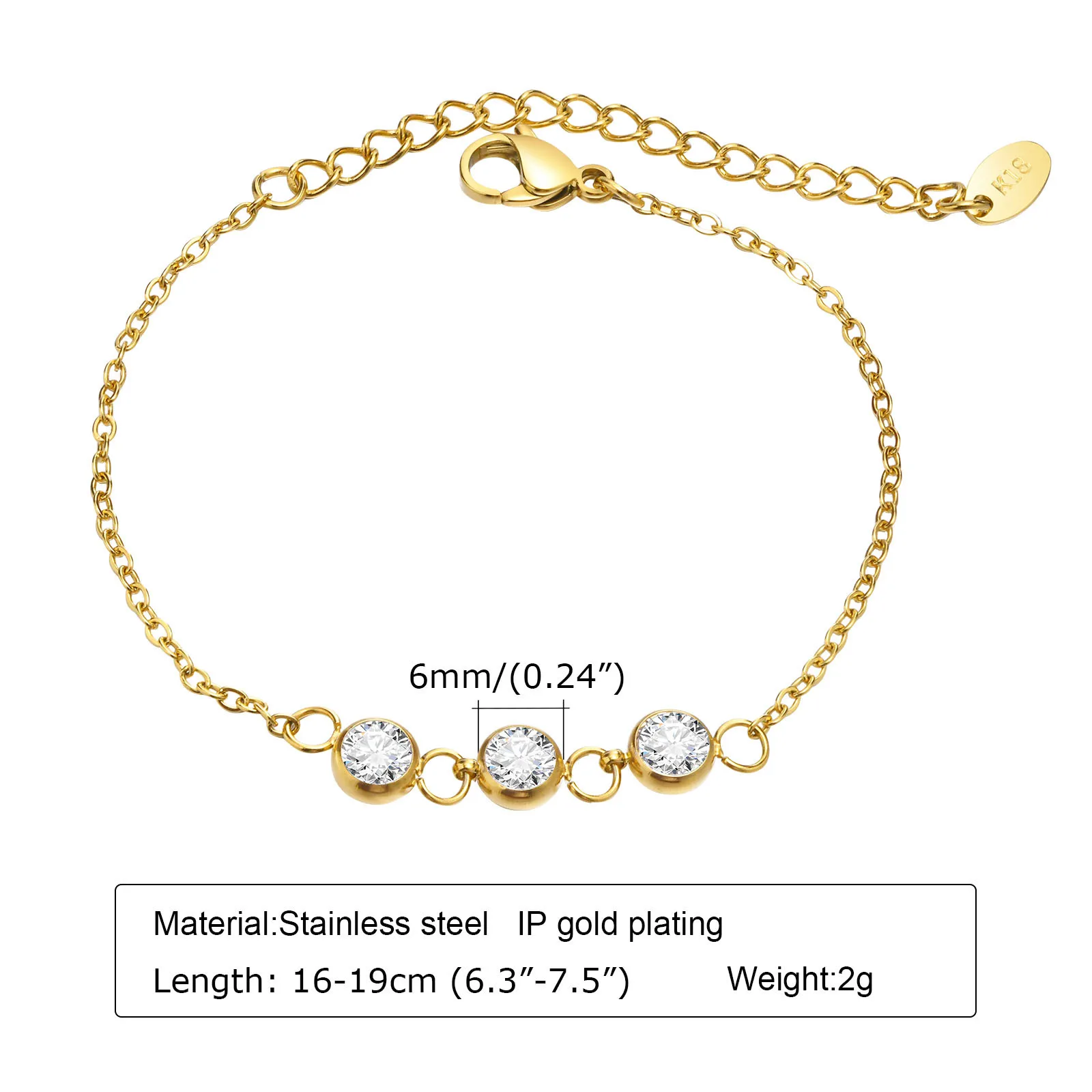 HP stainless steel 18k gold zircon bracelet adjustable bracelet stainless steel bracelet wholesale