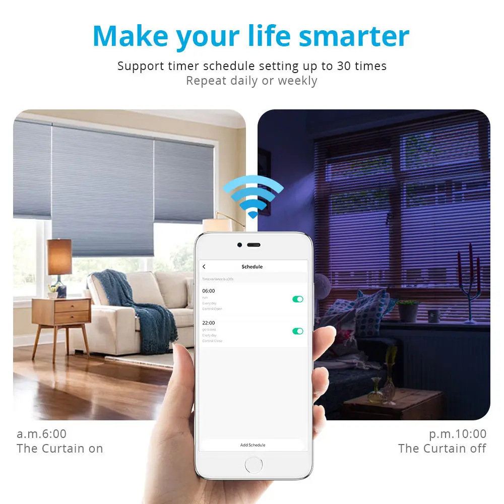 Glomarket WiFi Smart Type Electric Curtain Motor Zigbee Automatic Home Remote Control Metal Material Curtains Tubular Motor