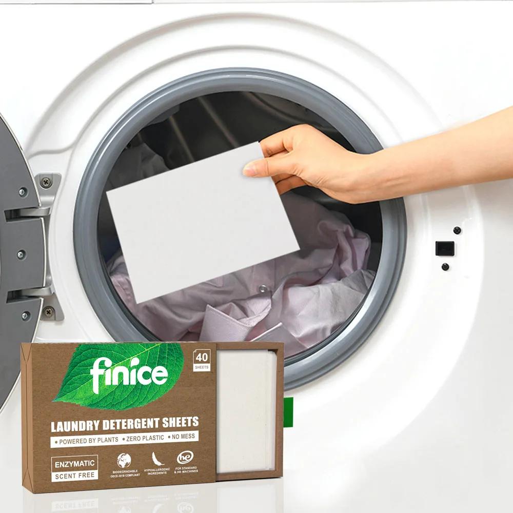 Finice Eco- Friend Soap Paper Cleaning Tablet Laundry Tablets Quick Dissolve Clean Detergent Sheets