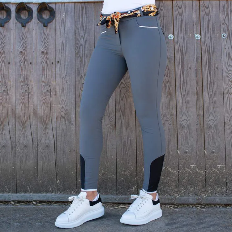 Equestrian Women Full Seat Silicone Riding Breeches Self Seat Knee Patch Jodhpurs