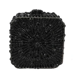 Fashion Luxury Sparkle Formal Square Shape Crystal Rhinestone Bridal Clutch Bag Evening Bag Gold Silver Handbag Crystal Purse