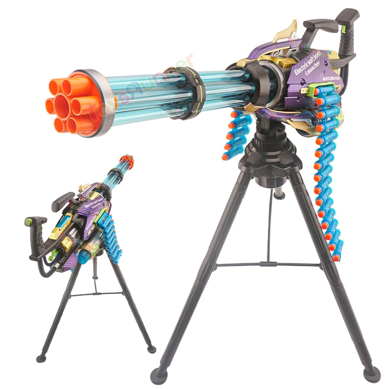 Silicon Real Mini Heat Gatling Gun Plastic High Quality Metal Shell Ejecting Toy Gatling Gun For Adult Real Metal