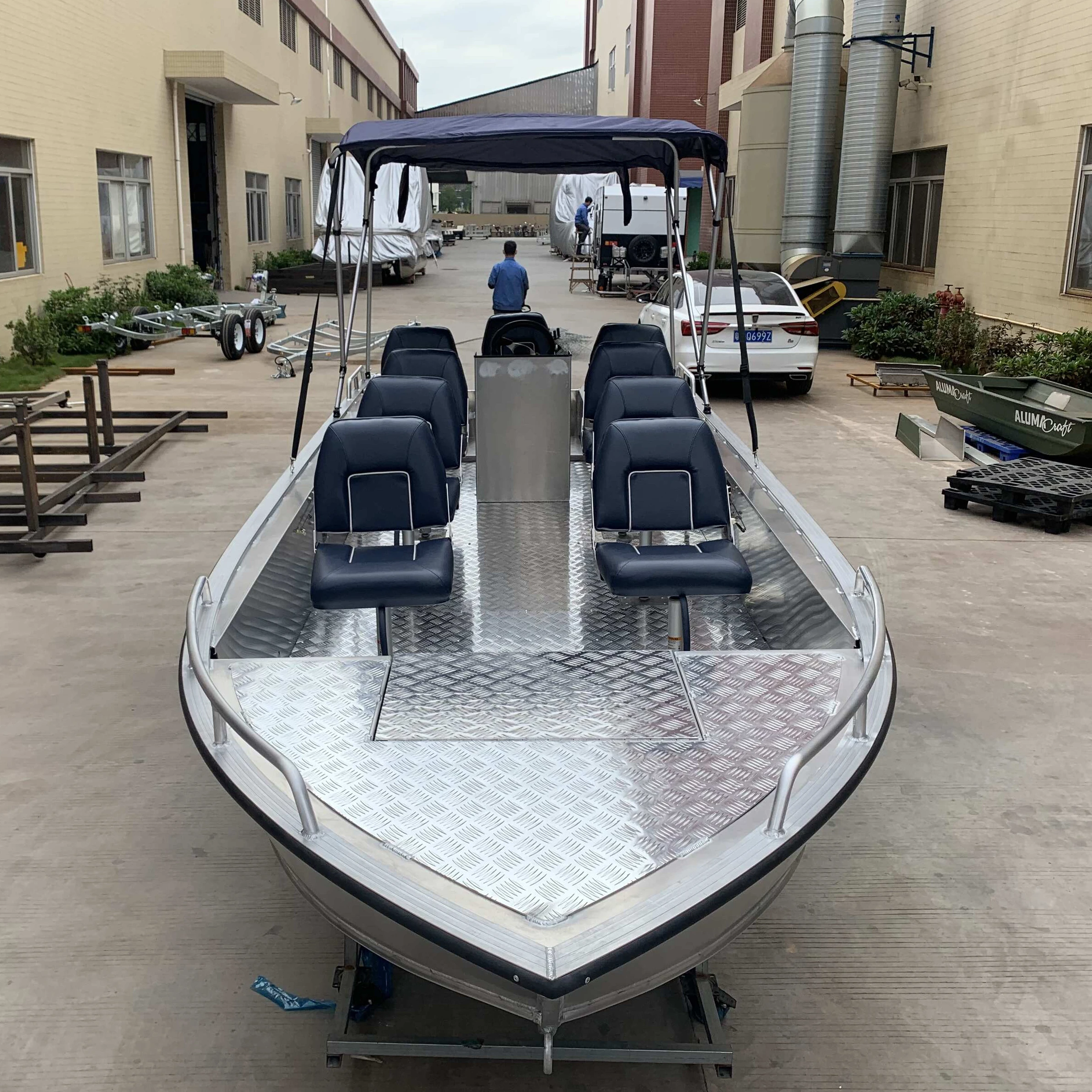 2022 Kinocean Hot 20 ft All Welded Aluminum Passenger Boat with Bimini Top for Tourism