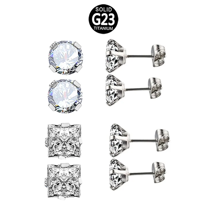ASTM F136 Titanium Body Piercing Jewelry Zircon Buttfly Button Clip Studs Earring For Women
