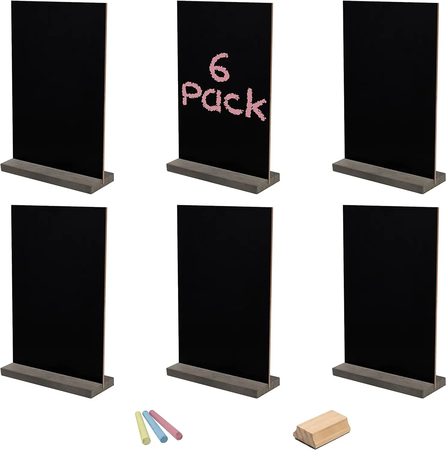 Pack of 8 Stand Chalkboard Small Board for Writing on Double-Sided Slate Buffet Signs Price Tags Stand Drink Card for Birthday