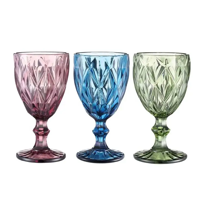 Wedding Vintage Champagne Blue Amber Water Wine Cup Color Glassware Blue Goblets Goblet Crystal Wine Glass 240ml 300ml
