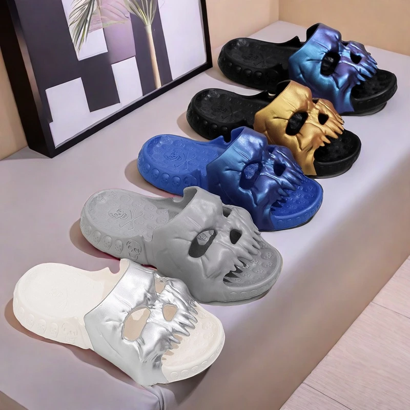 EVA Printing Funny Face slides slippers custom slide sandals for men