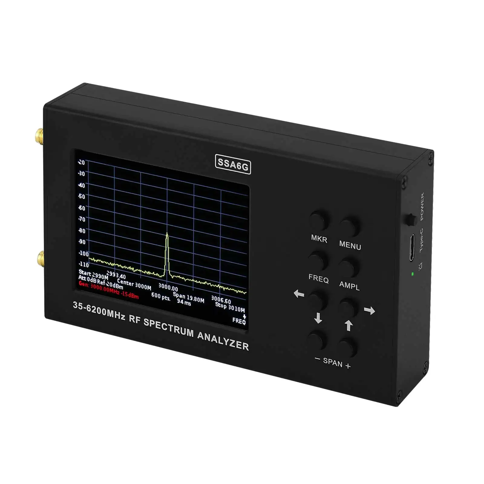 HAMGEEK SSA6G 35 мГц-6200 мГц РЧ-анализатор спектра РЧ-мультиметр анализатор с сенсорным экраном