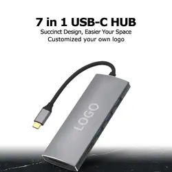 New Design Usb3.0 Port Hub 7 in 1 With 4K HD MI Output USB 3.0 *3 SD/TF Card Reader PD 87W Usb C Hub Adapter For Laptop Macbook