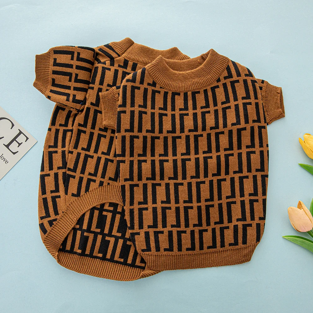 Hot Selling Autumn Fashion Name Branded Customized Small Teddy Luxury Pet Sweaters Dog Clothes Pet Supplies Designer Dog Clothes