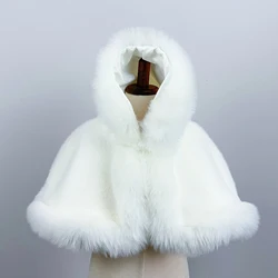Factory Customized winter Wedding flower girls cape Rabbit Fox Mink faux fur bridal stole wrap shawl cape for flower girls