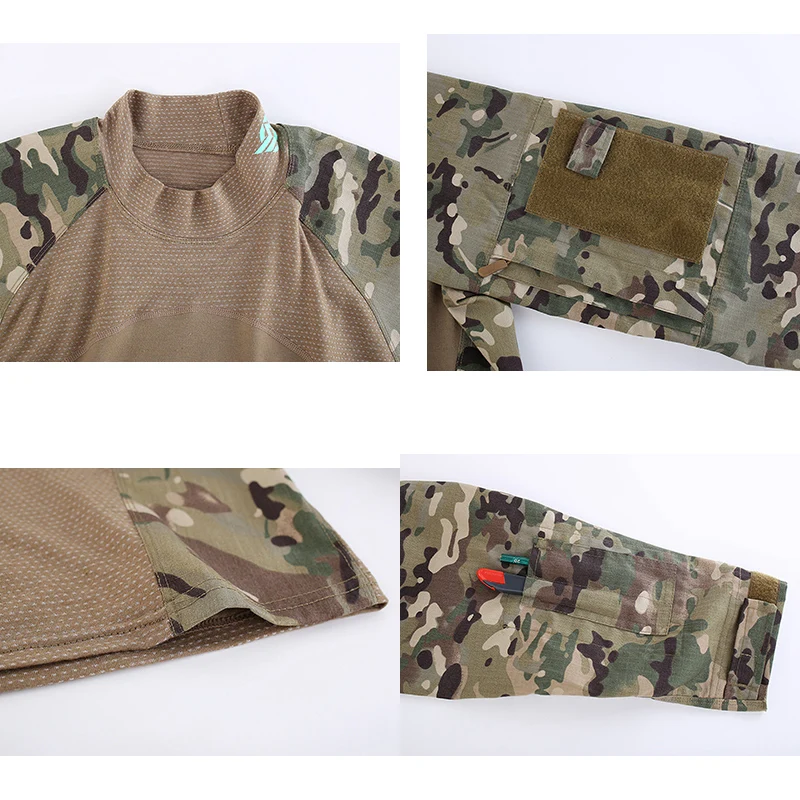 Men Outdoor Uniforms Shirt Stretch Nylon In Multicam Color Long Sleeve Wear Frog Suit Combat Shirt