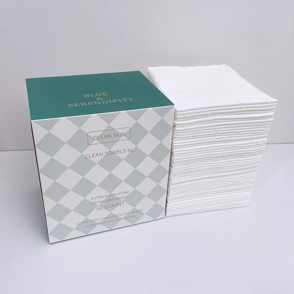 Soft Comfortable Eco-friendly Biodegradable  Cotton Hand and Facial Wash, Cleaning Towels XL Disposable Facial Towels