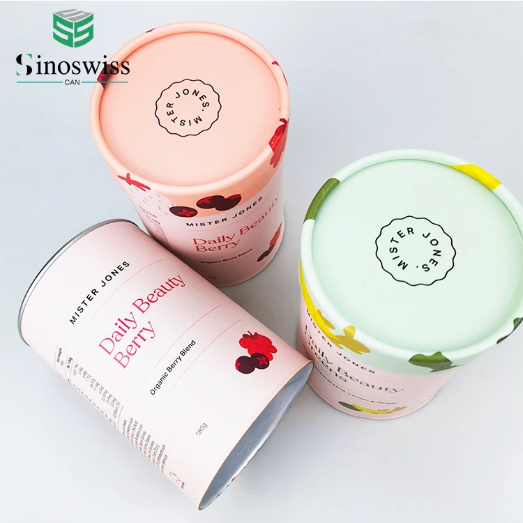 Hot Sale Customized Airtight Protein Powder Paper Tube Packaging Composite Can With Paper Lid