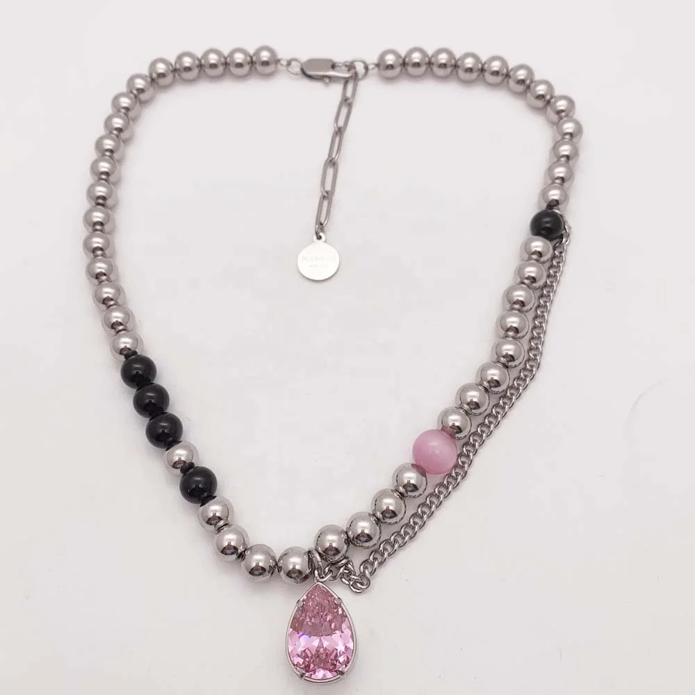 BSCI audit factory extra large ball chain 8mm thick stainless steel beaded necklace