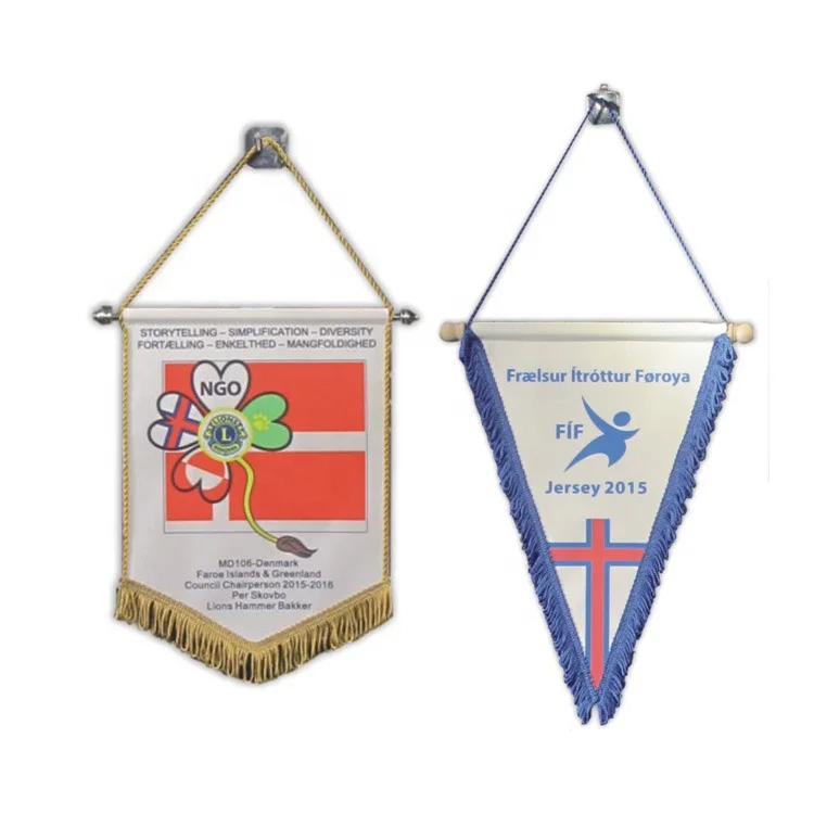 Custom advertising non-woven satin material club national football pennant exchange souvenir wall banner flags