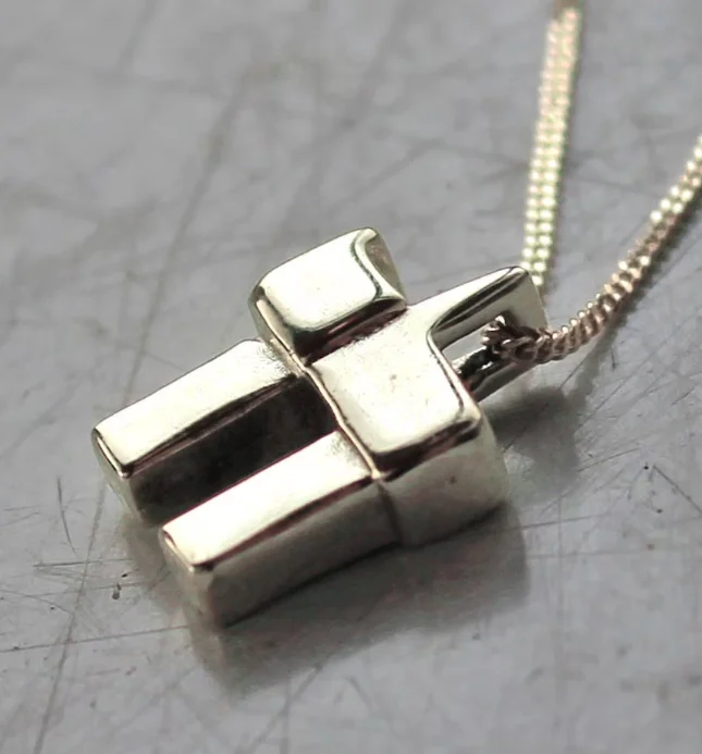 Chunky Judaica Chai Charm Pendant necklace Jewish Jewelry Silver Chai Jewish Necklace for men or women