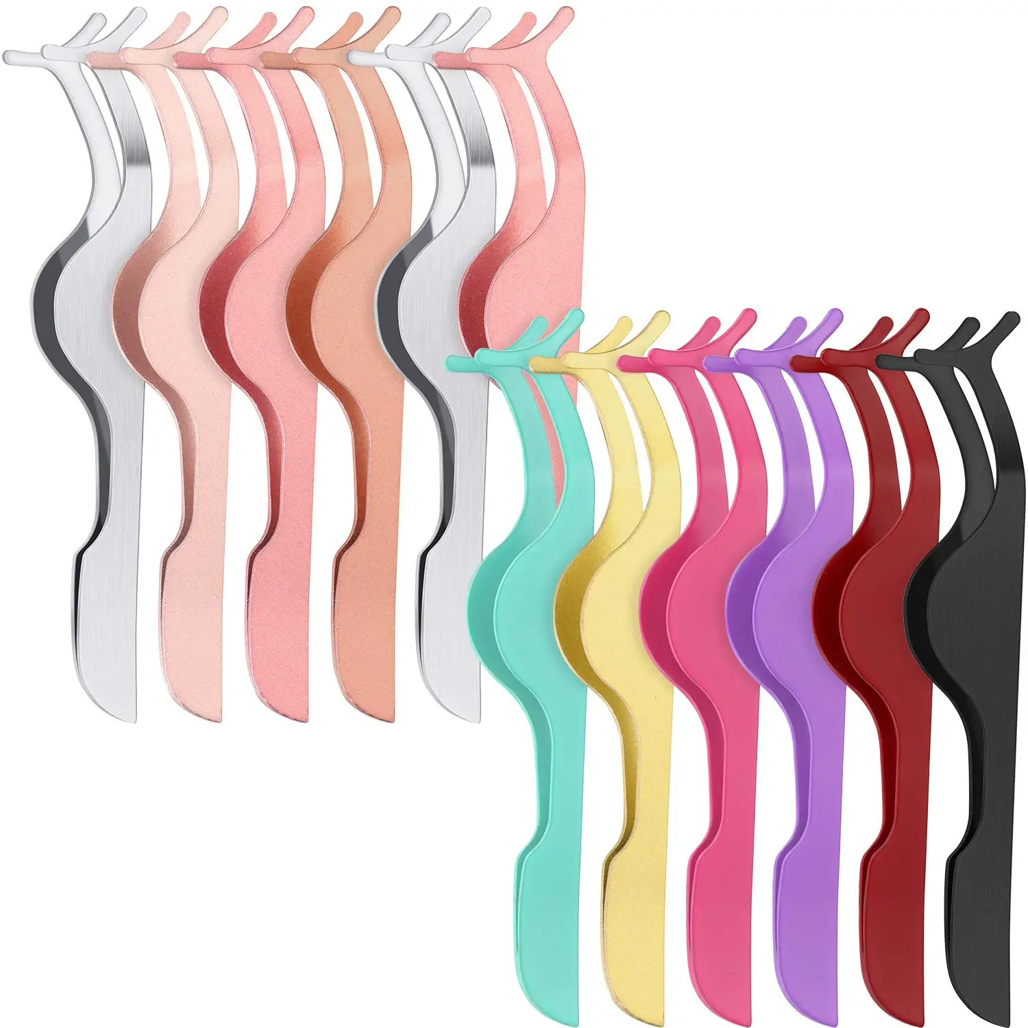 Niceluk custom laah pink volume curved tweezers for case eyelash extensions