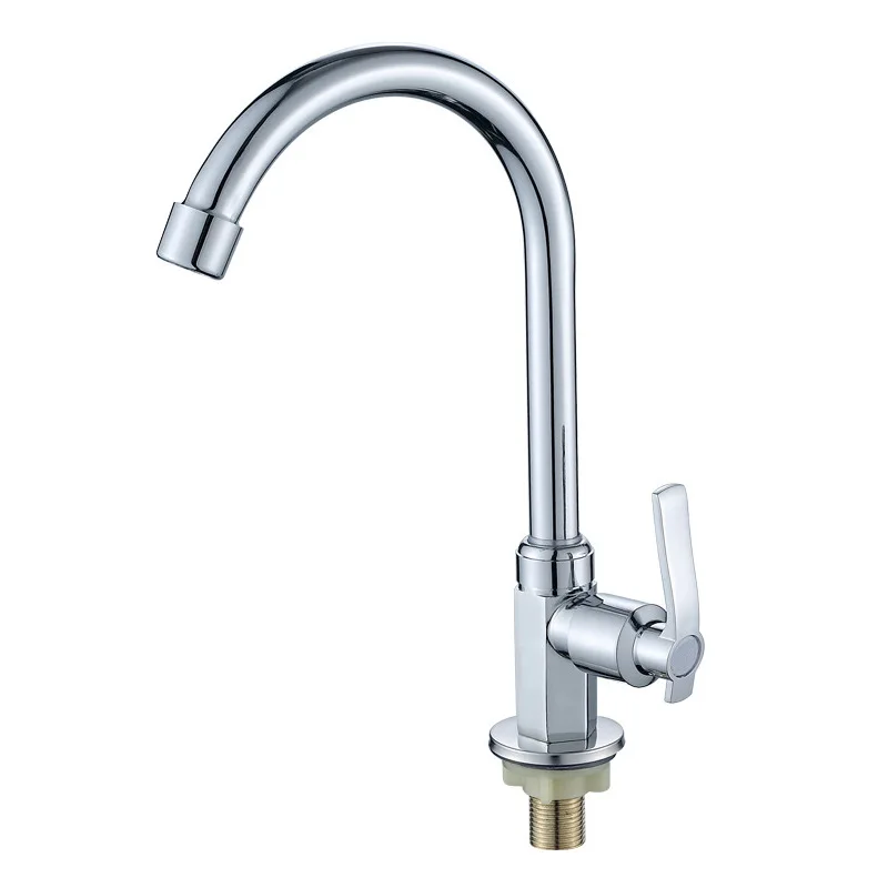 Zinc alloy hexagonal single cooling kitchen faucet single cold tap to wash vegetables faucet wholesale