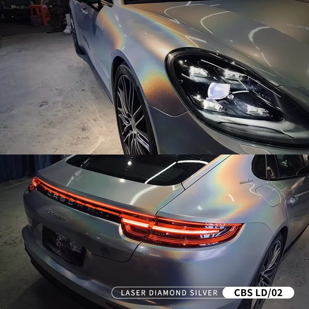 Carbins Car Films Factory Laser Diamond Silver Car Stickers Wrap Paper Auto Body Film Vehicle Vinyl Wrap With Air Bubble Free