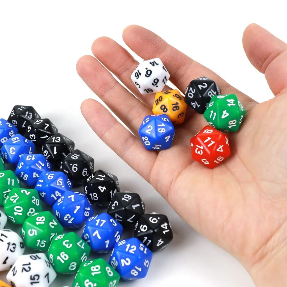 Wholesale colorful d20 sided dice custom acrylic bulk polyhedral stone dice with number for playing drinking game or casino