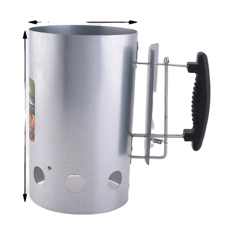 
Multifunctional steel products customized large barbecue carbon charcoal starter bbq grill with wooden handle 