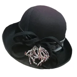2019 new hot sell 100% Wool Felt Cloche Bucket Bowler Hat Wedding Hats Winter Women Church Hats wide upturn brim