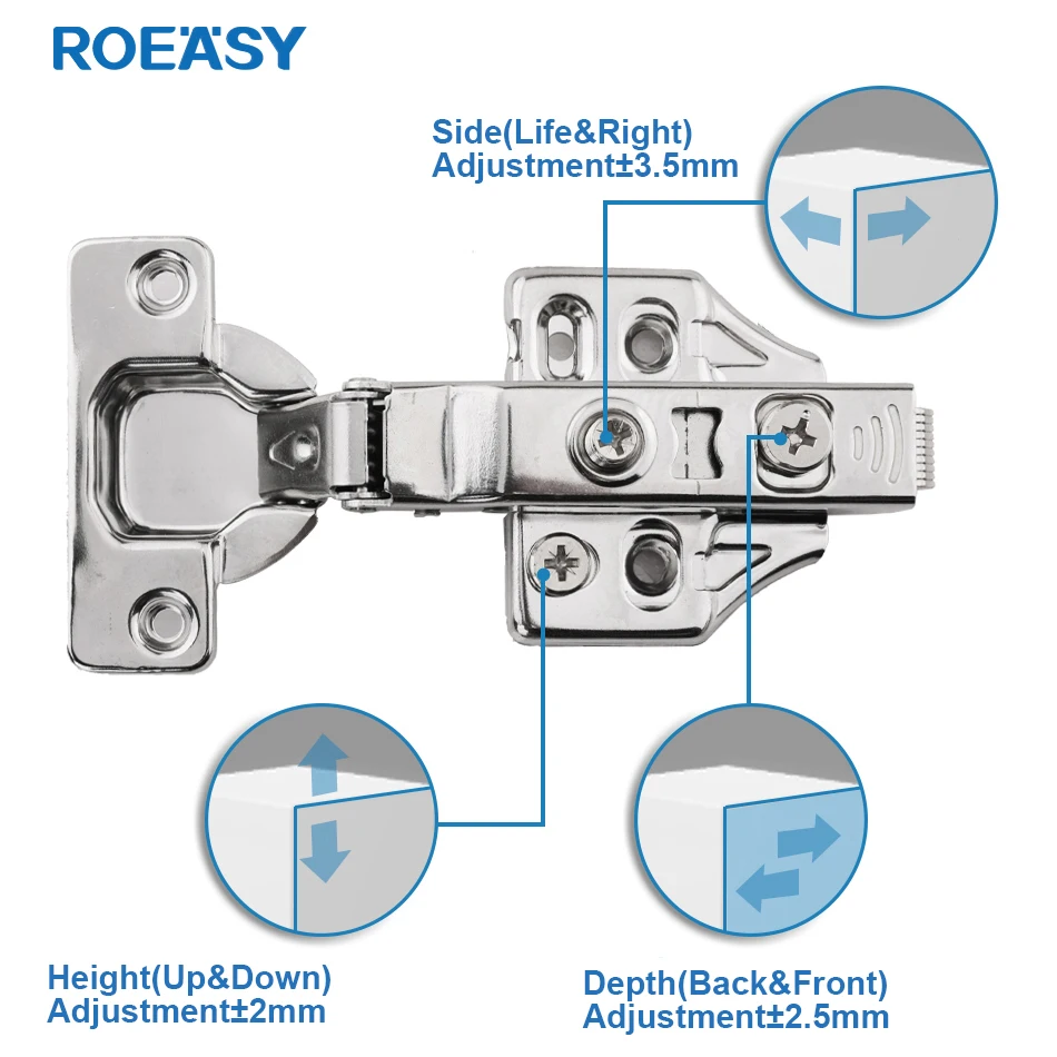 ROEASY Stainless Steel 201 Cabinet 3D Hinge For Kitchen Bathroom Home Furniture Hardware Soft Closing Wardrobe Hinge