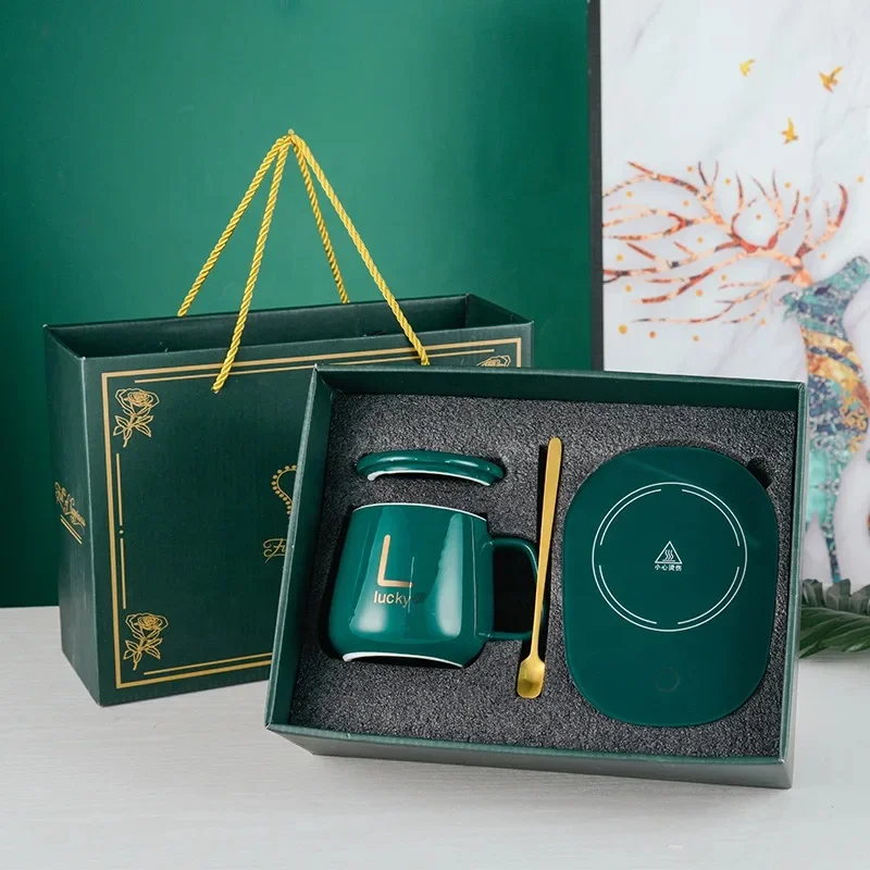 400ML Coffee Cup Coaster Set 55 Degree Temperature Keeping Automatic Heating Ceramic Mug ceramic/porcelain