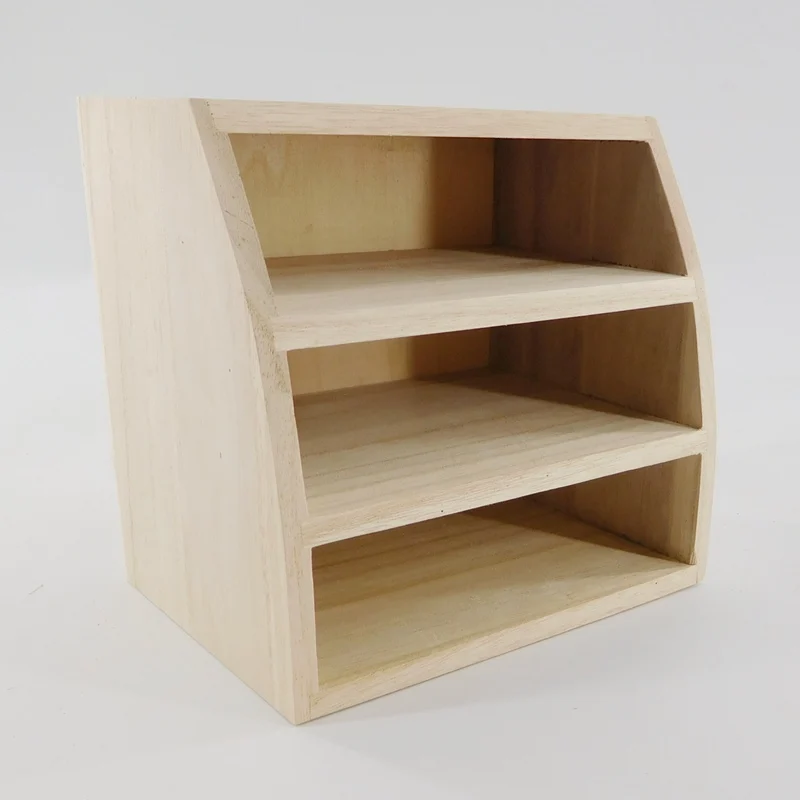 wholesale custom natural unfinished wood mail desk file organizer wooden desktop organizer