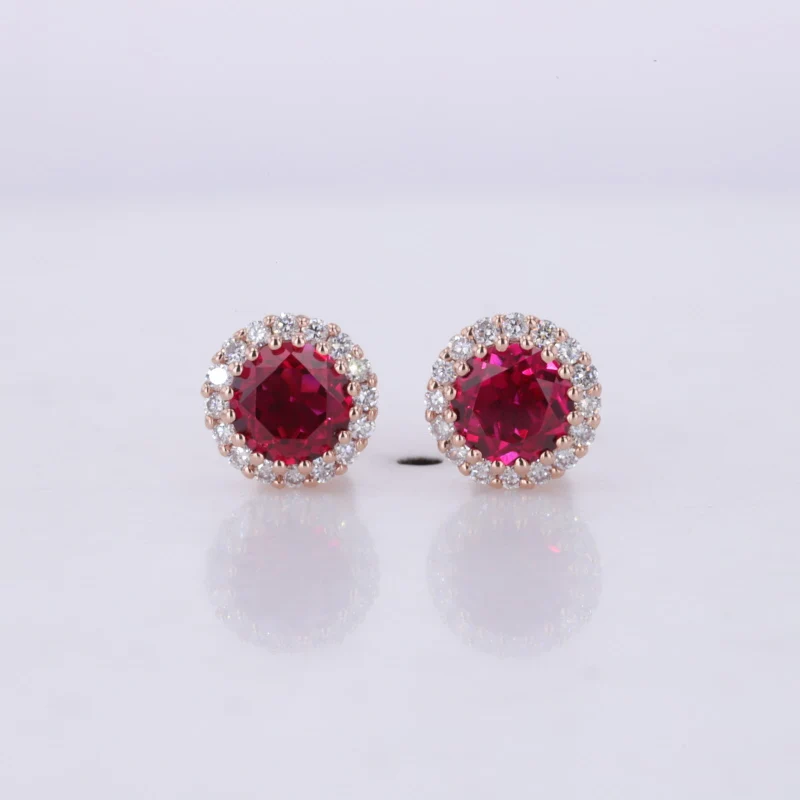 0.5ct 5mm easter egg lab emerald sapphire ruby stud 14k solid gold earrings