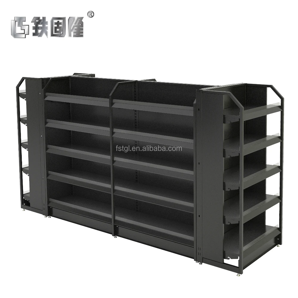 Single-Sided Wall Shelf Supermarket Gondola Display Rack round Wire Shelf for Store Use Made of Metal