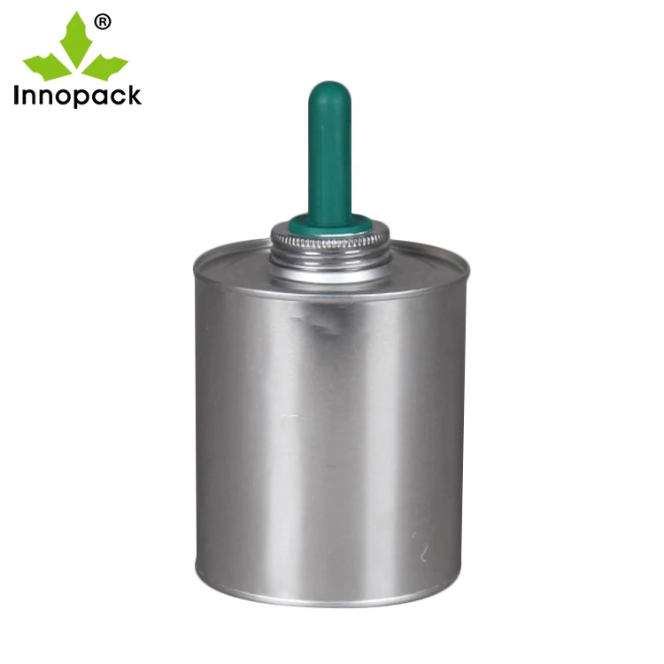 500ml metal round tin can with brush 16oz empty container packing for Hoof oil