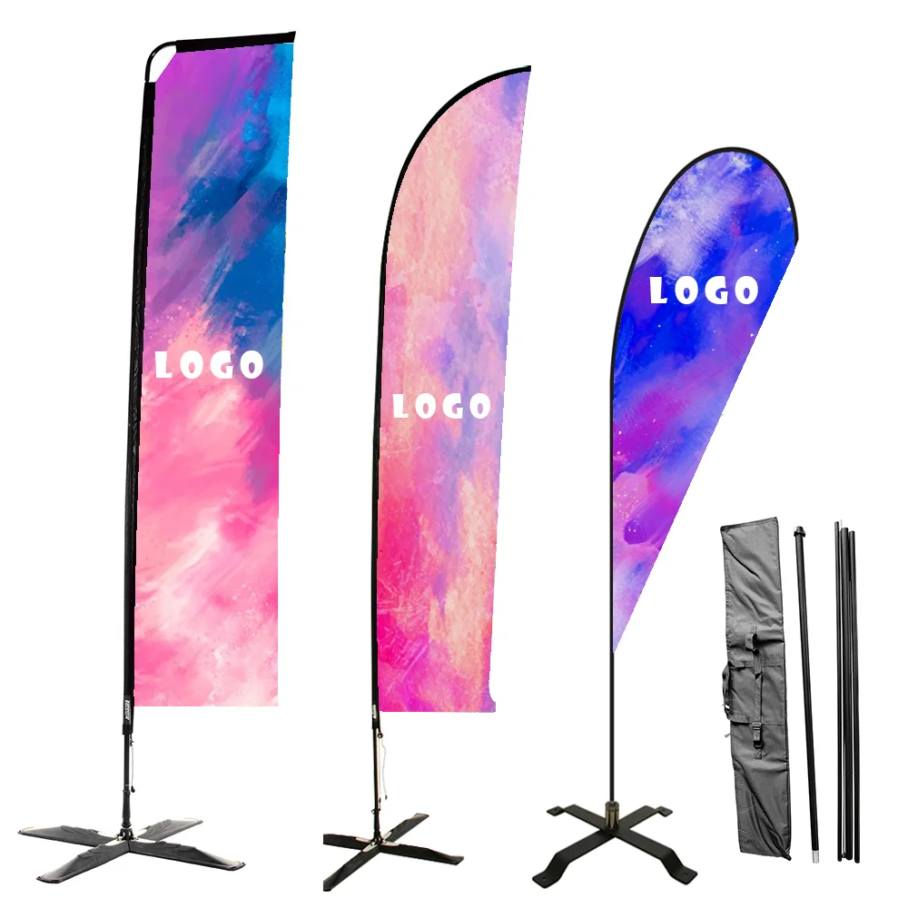 High Quality Weather Resistance Advertising Promotion Banners Custom Outdoor Feather Knife Shapes Teardrop Knife Beach Flag