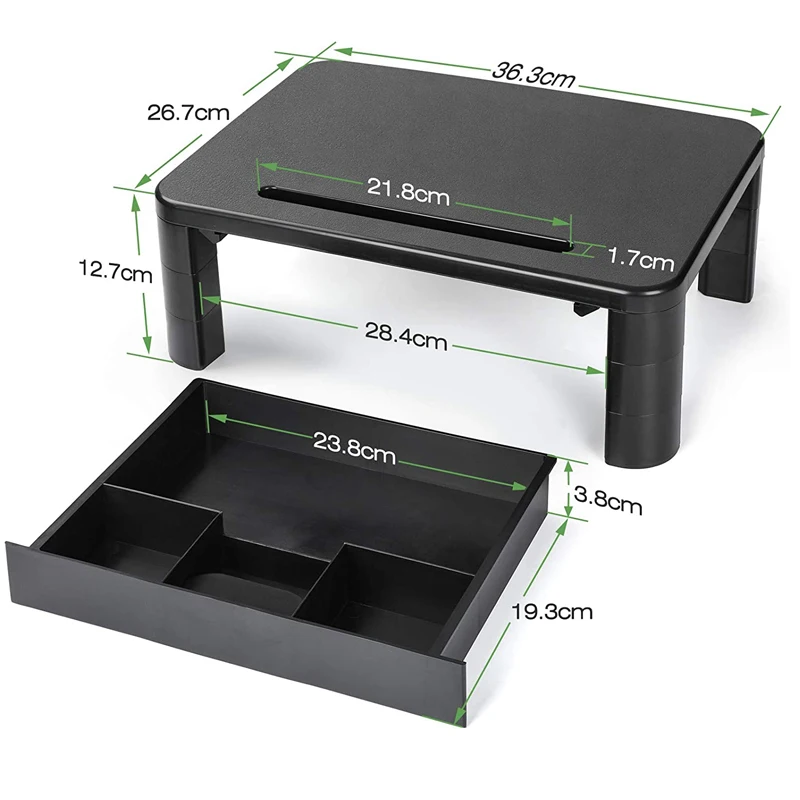 Home Office Monitor Stand Laptop Stand for Desk Height Adjustable Drawer Computer Stand Cellphone Holder Studio Monitor Riser
