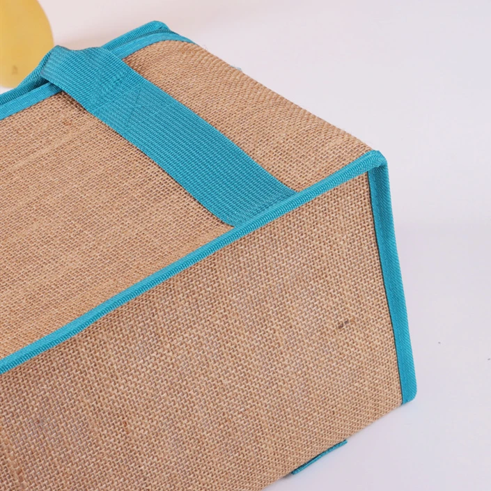 Large capacity thickened jute  lunch bag new material insulated and outdoor aluminum foil for food packaging with custom logo