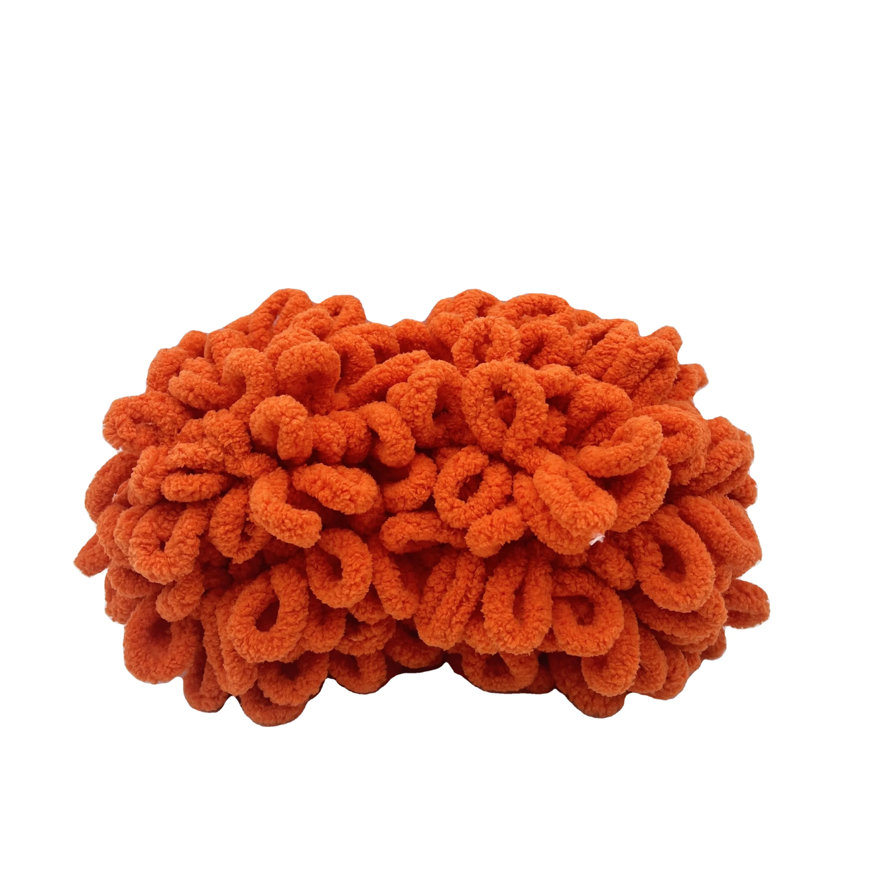 Super Chunky Soft Fluffy Knitted Blanket Yarn 100% Polyester Finger Loop Fuzzy Braided Rope Puffy Thread