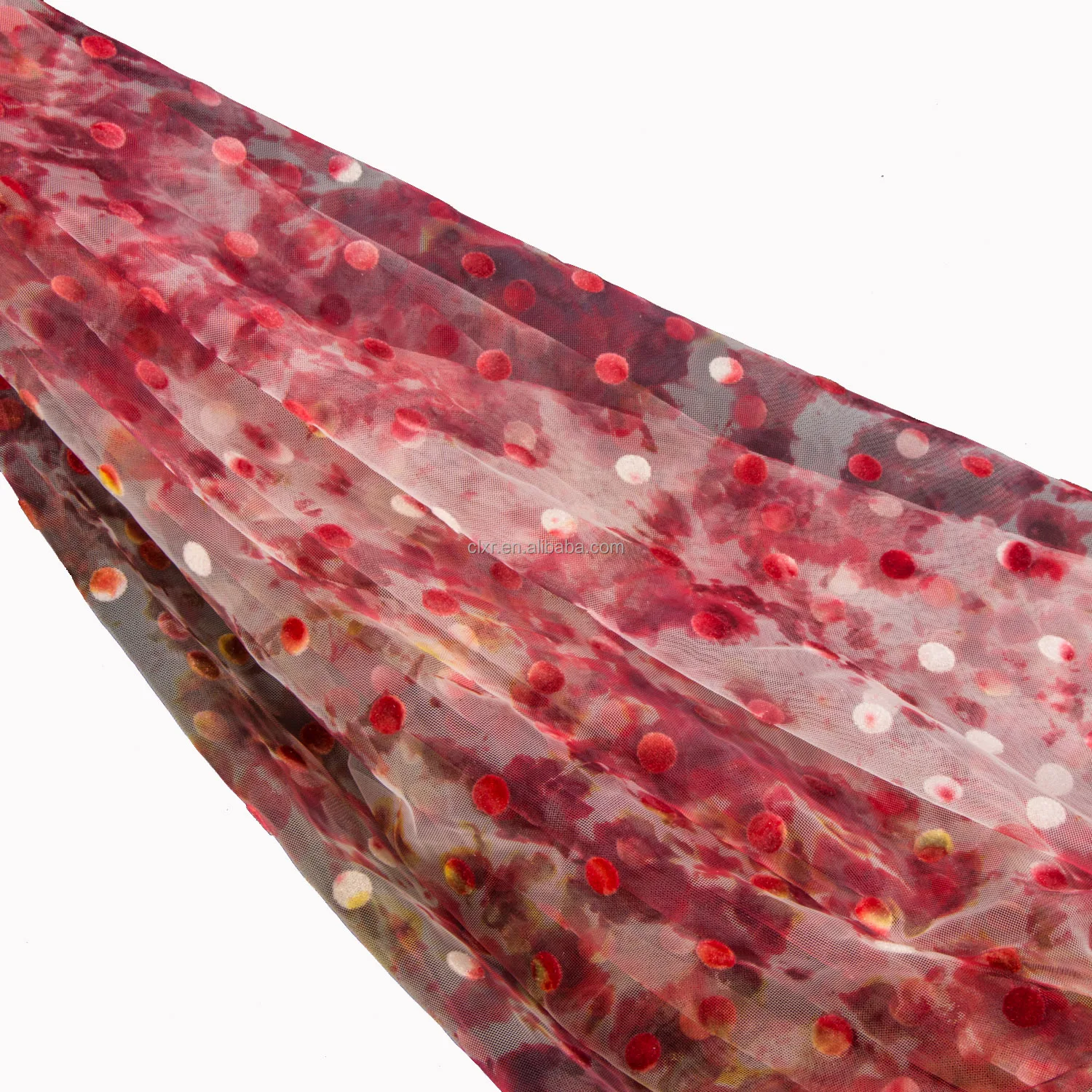 Tulle Factory Tie-dye Small Polka Dot Flocking Eco-friendly Tulle Mesh Fabric For Girls Dress