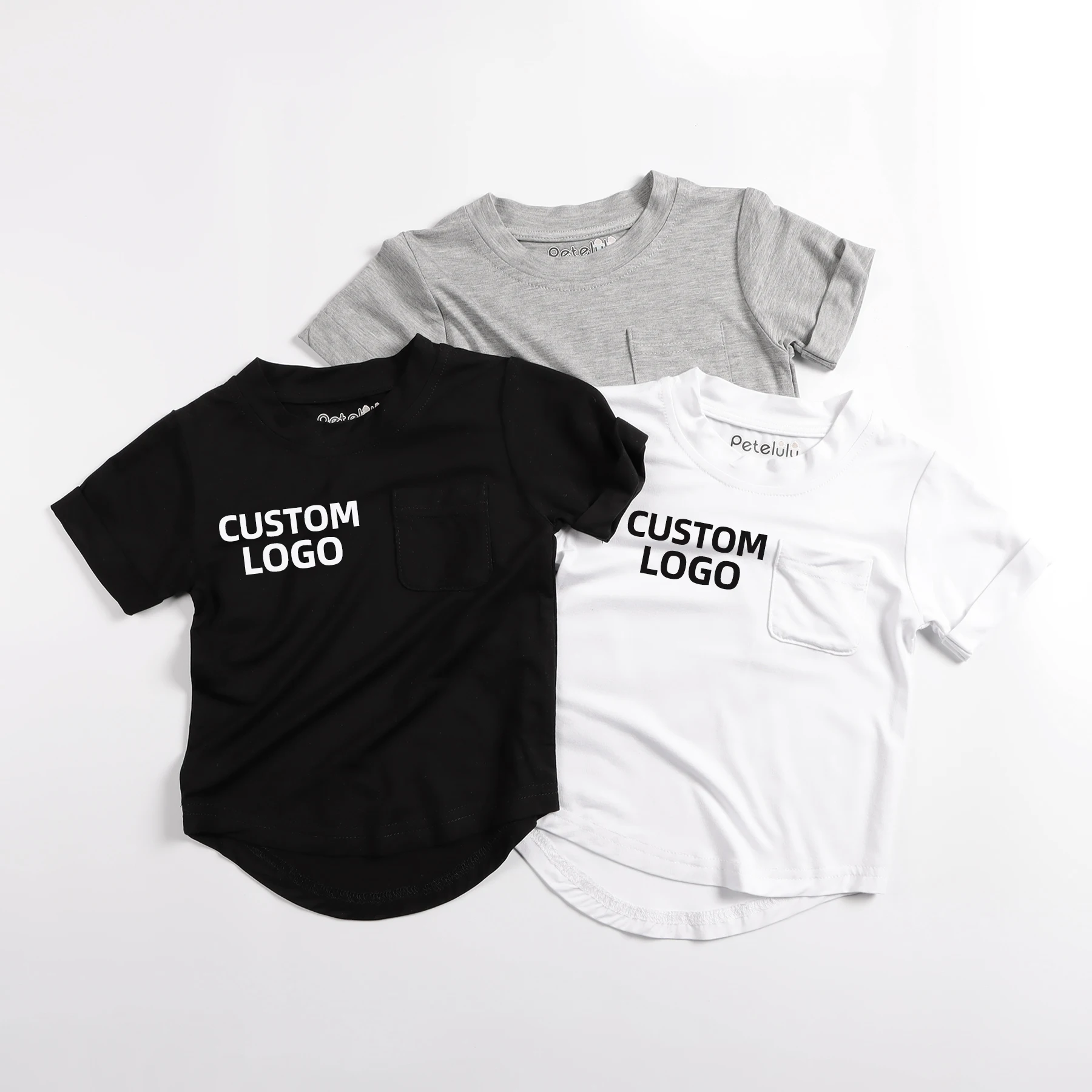 Kids Blank bamboo T Shirts Tops For Child Infant Custom Summer Solid Tee Children Boy Oversize Kids Clothing