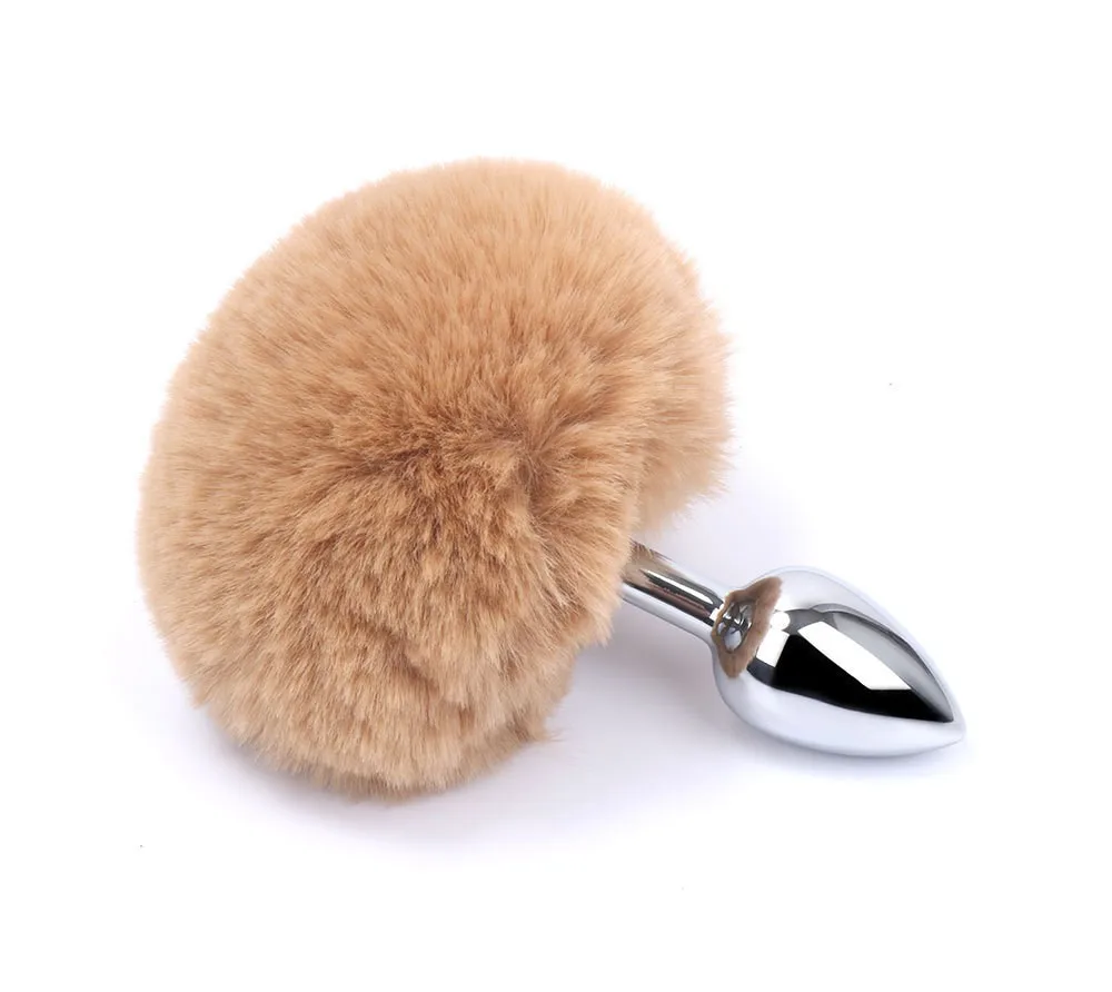 Adult Sex Toys Hair Ball Rabbit Tail Anal Plug Feather Pull Beads Metal Stainless Steel Anal Plug Unisex Backcourt Flirt Toys