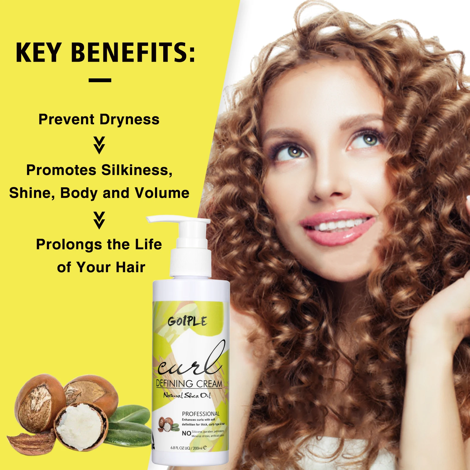 Custom Logo Curl Activator Cream for Wavy Hair Frizzy Curly Definer Spray Wholesale Leave In Conditioner Curl Defining Cream